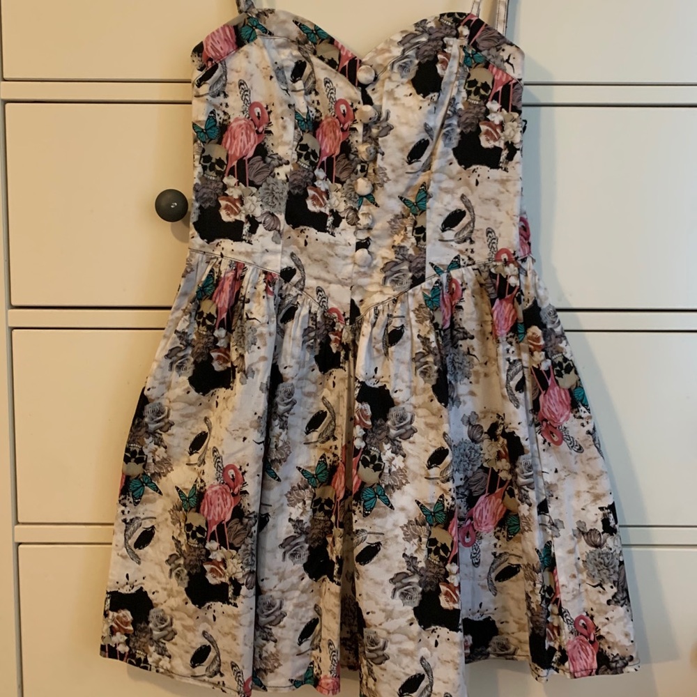 Hell bunny floral flamingo skull dress